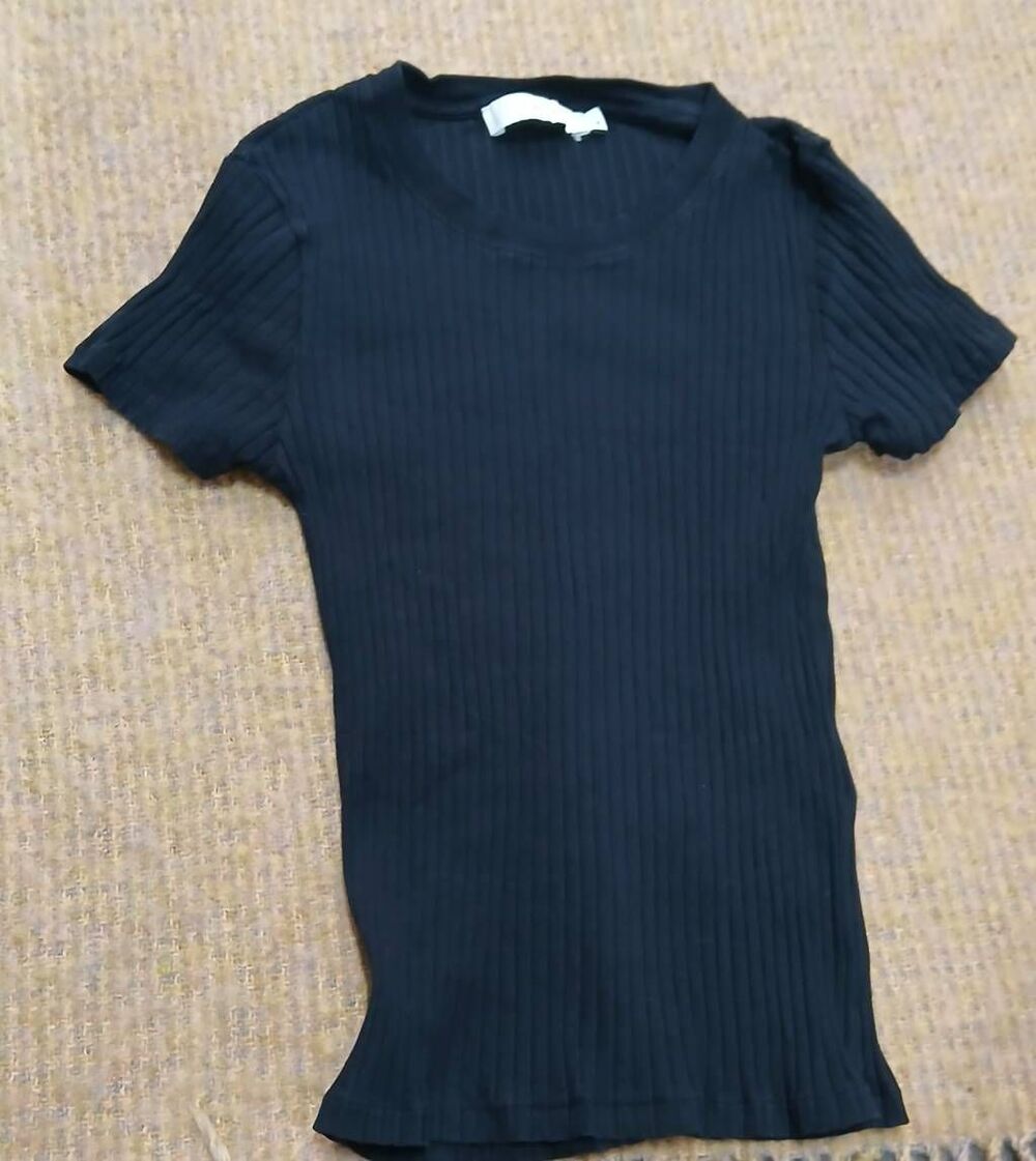 Iro paris womens medium fitted stretch black top elonia ribbed cotton